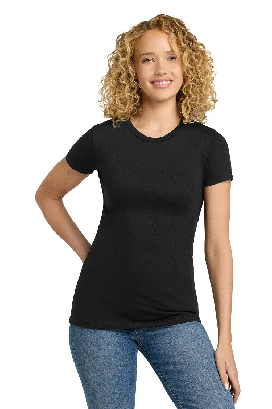 Sporty Modern Next Level Womens CVC Jersey Short Sleeve Crewneck T-Shirt - Black