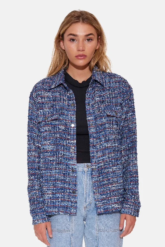 Sleek Prints Coco Tweed Overshirt Blue Multi