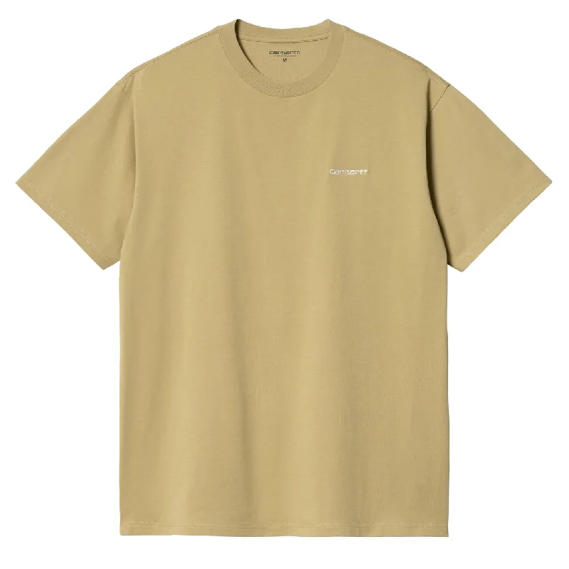 Relaxed Outdoors Carhartt WIP Script Embroidery T-Shirt Agate / White