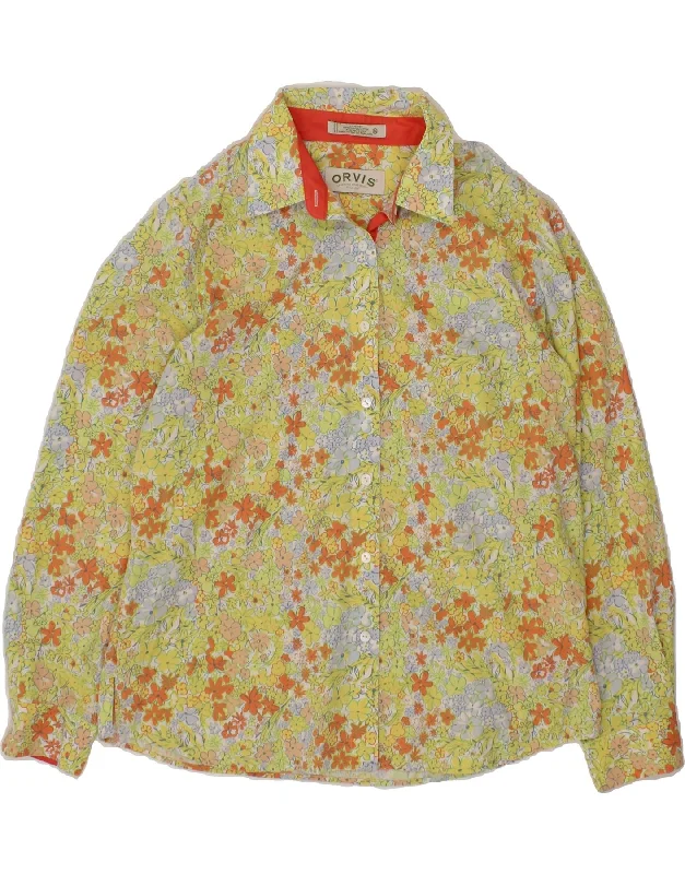 Sleek Prints ORVIS Womens Shirt UK 14 Large  Multicoloured Floral Cotton