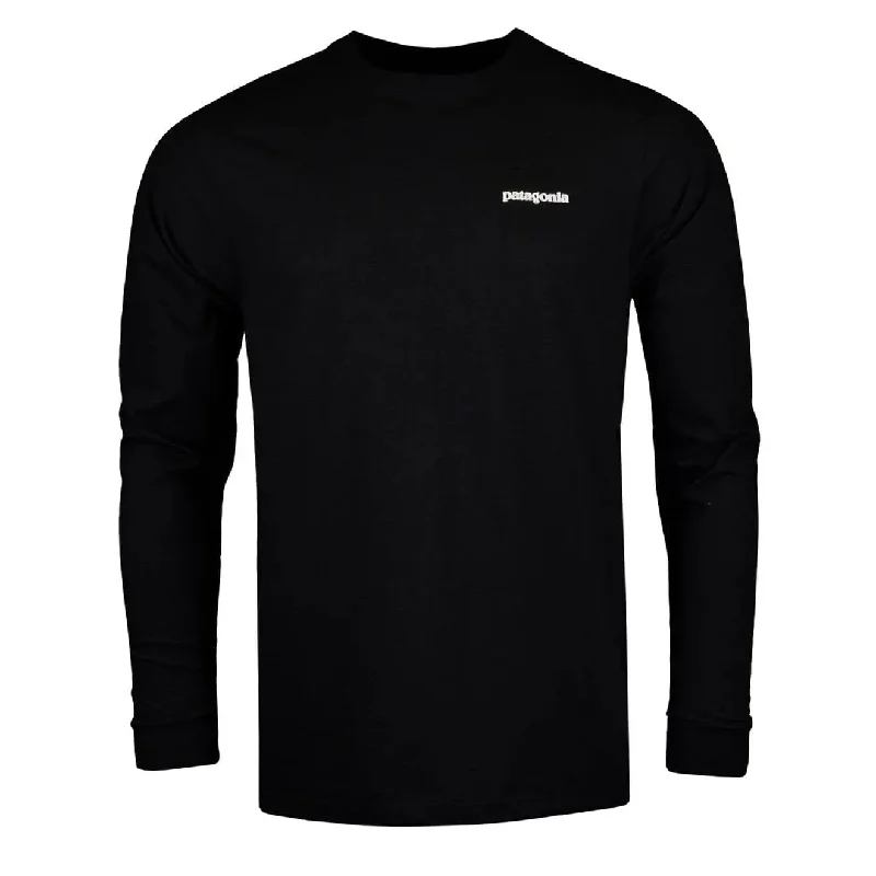 Sporty Minimalism Patagonia Long Sleeve P-6 Logo Responsibili-Tee Black