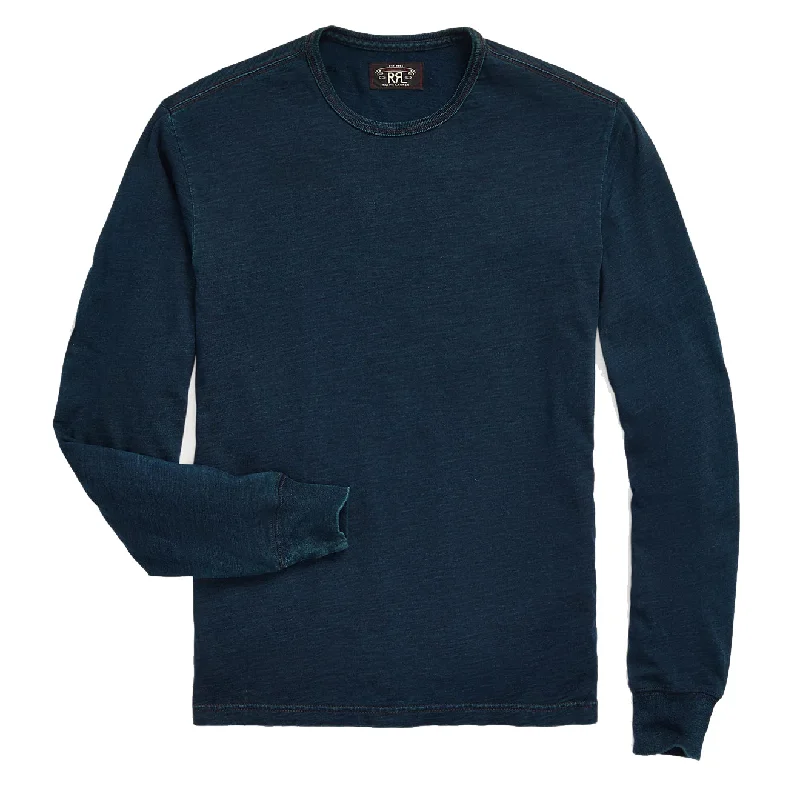 Sporty Modern RRL by Ralph Lauren Indigo Jersey Long-Sleeve T-Shirt Indigo