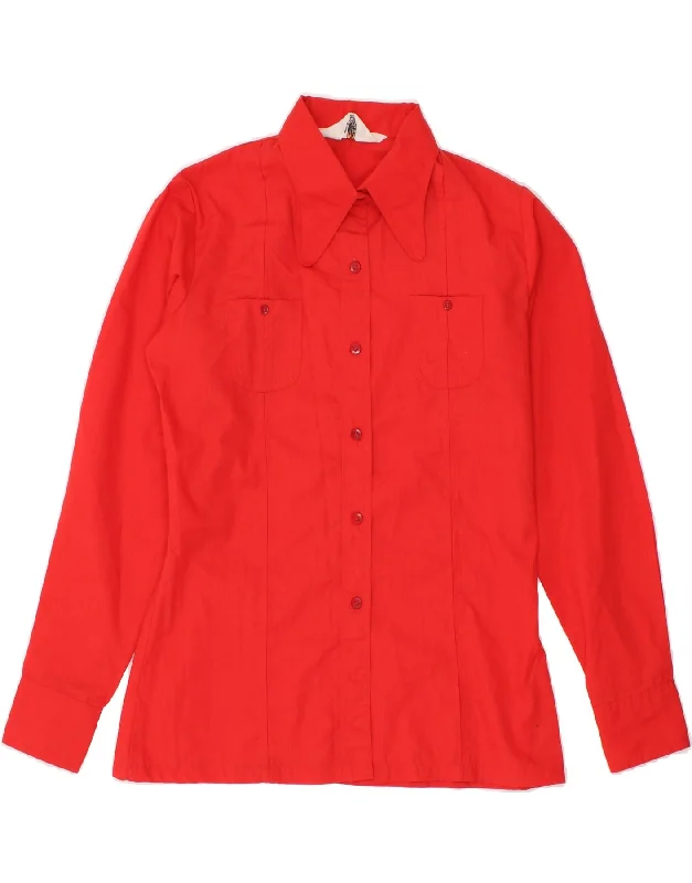 Classic Edge VINTAGE Womens Shirt IT 42 Medium Red Polyester