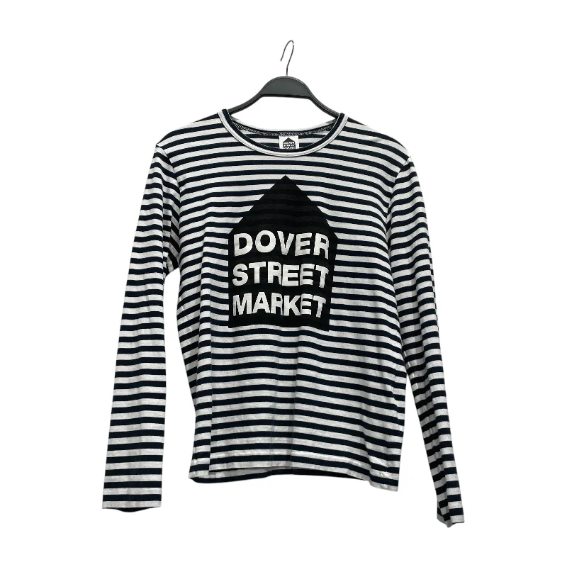 Monochrome Essentials DOVER STREET MARKET/COMME des GARCONS/LS T-Shirt/L/Cotton/WHT/Stripe/Striped Logo Tee