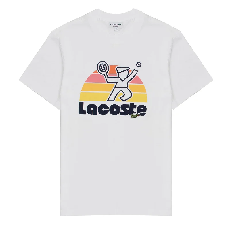 Elegant Sporty Lacoste Retro Tennis T-Shirt White