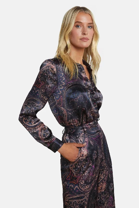 Streetwear Fusion Tyler LS Blouse Plum Multi Boute Paisley