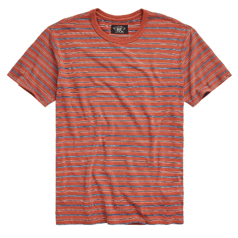 Bold Accessories RRL by Ralph Lauren Striped Jersey Crewneck T-Shirt Orange / Multi