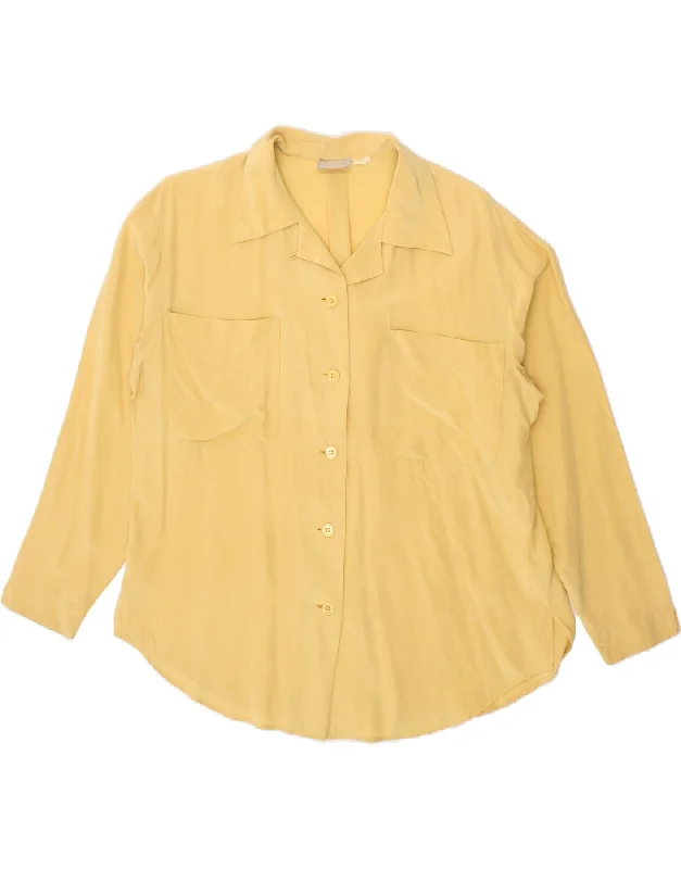 Stylish Monochrome DIVA Womens Shirt UK 16 Large Yellow