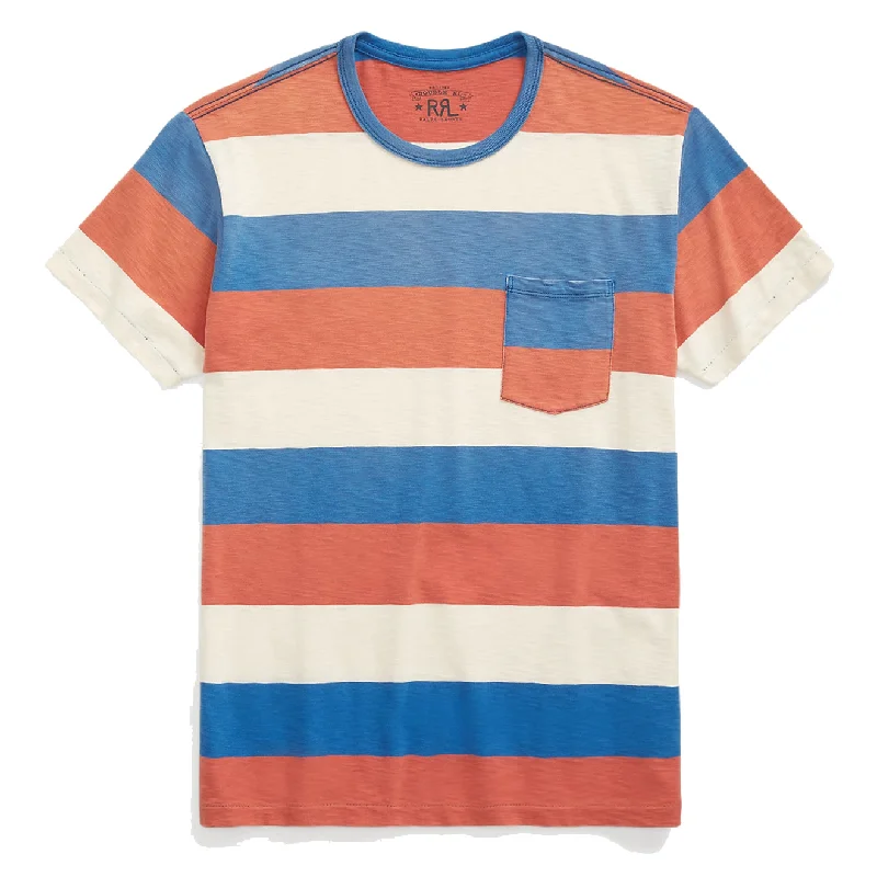 Retro Sportwear RRL by Ralph Lauren Striped Jersey Pocket T-Shirt Red/Blue/White