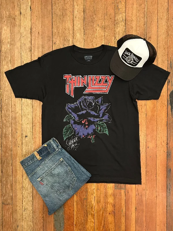 Monochrome Essentials Thin Lizzy Black Rose T-Shirt