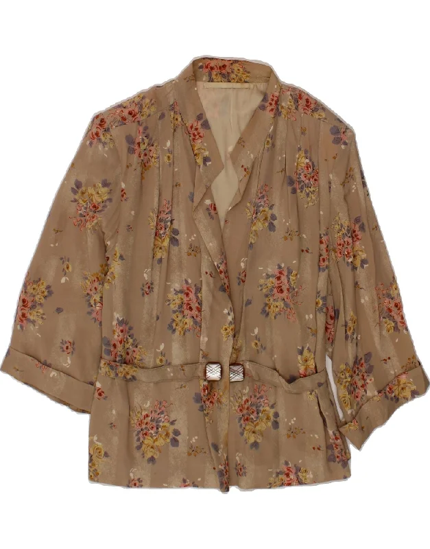 Urban Chic Outfit VINTAGE Womens Shirt Blouse UK 16 Large Beige Floral