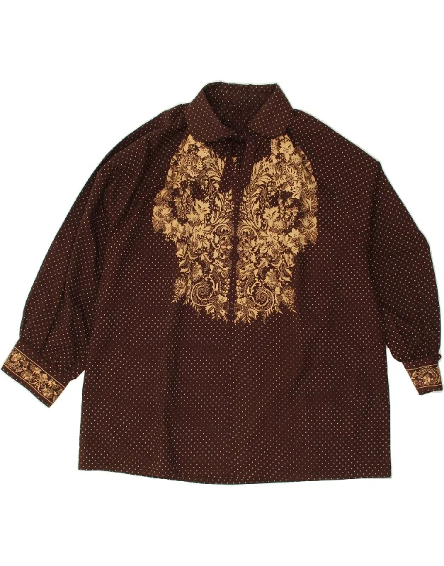 Edgy Streetwear VINTAGE Womens Shirt Blouse UK 16 Large Brown Paisley