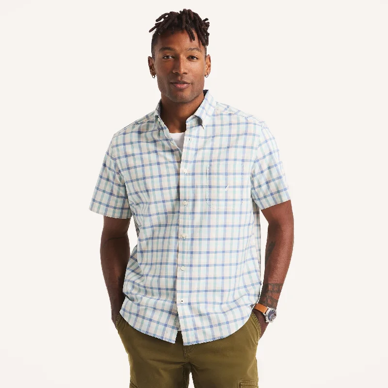 Earthy Casual Nautica Mens Plaid Short-Sleeve Shirt