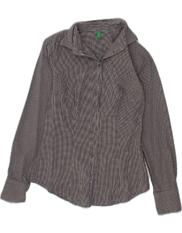 Smart Urban BENETTON Womens Shirt UK 10 Small Black Check