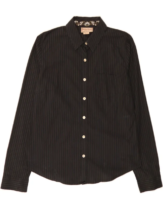 Everyday Essentials MARLBORO CLASSICS Womens Shirt EU 44 XL Black Striped Cotton