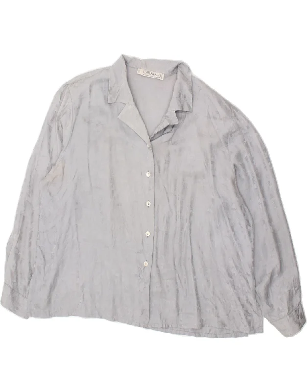 Soft Minimalism VINTAGE Womens Shirt Blouse IT 51 XL Grey Silk