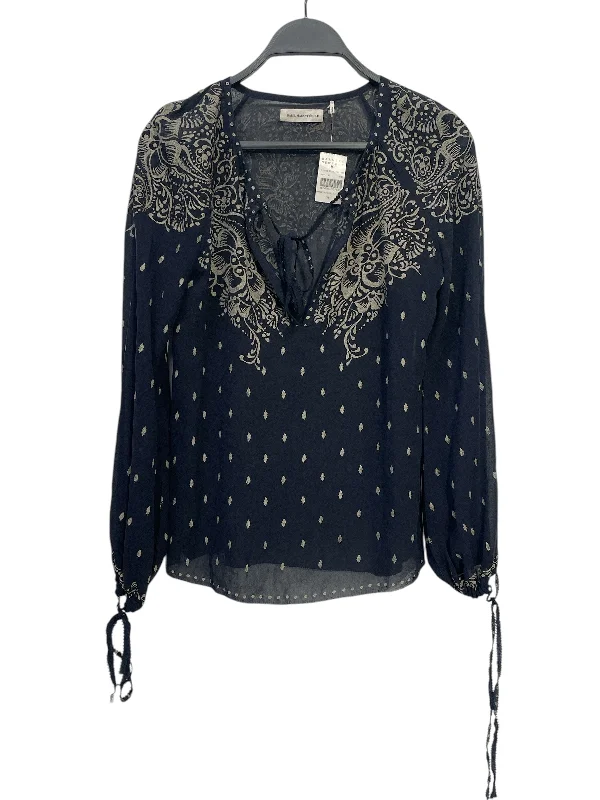 Rugged Prints ISABEL MARANT ETOILE/LS Blouse/34/Floral Pattern/Acrylic/NVY/SHEER