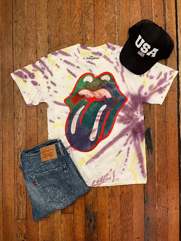 Classic Neutrals Rolling Stones Tie-Die Tongue T-shirt