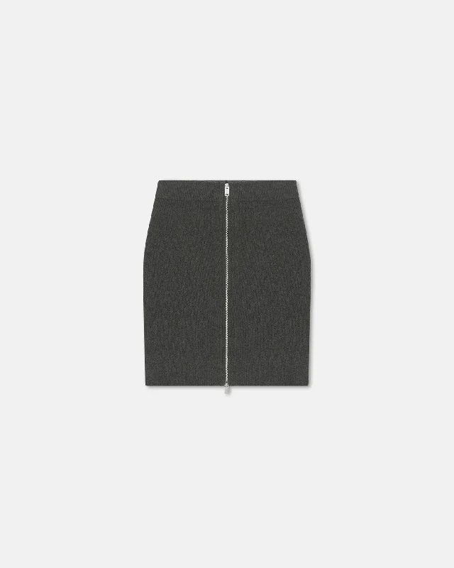 Neutral Patterns Isul - Zip-Up Terry-Knit Mini Skirt - Graphite