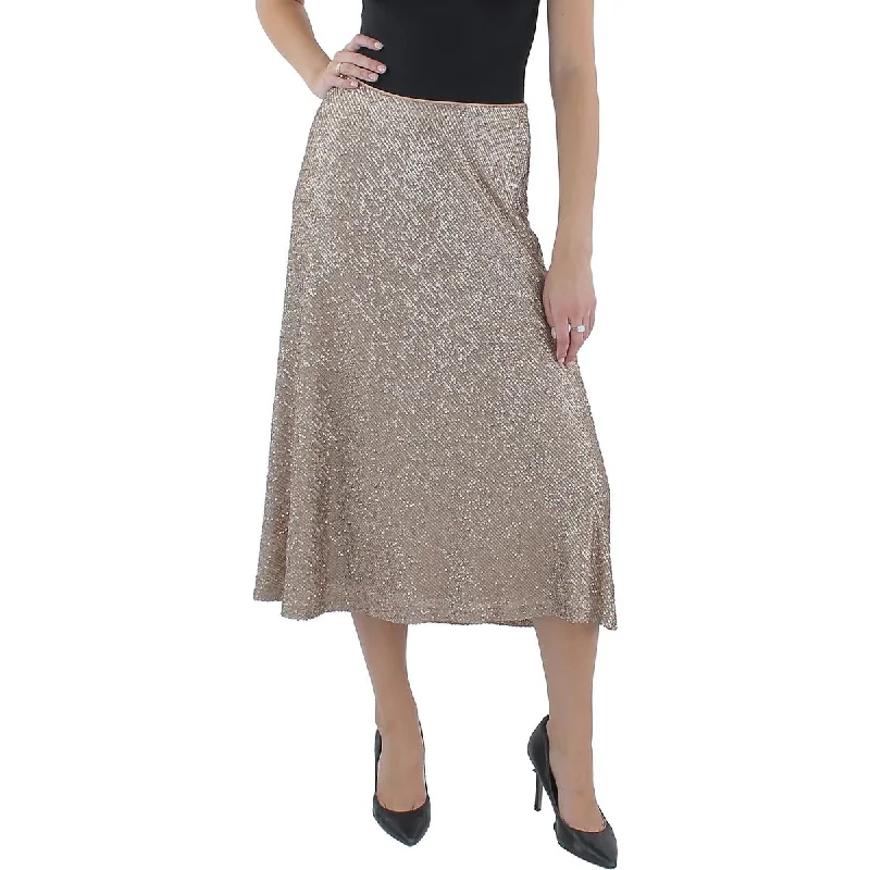 Tailored Street Anne Klein Womens Sequined Party Midi Skirt