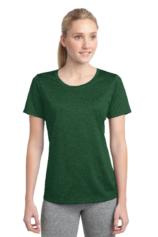 High-Fashion Basics Sport-Tek Womens Contender Heather Moisture Wicking Short Sleeve Crewneck T-Shirt - Heather Forest Green - Closeout