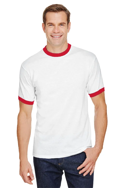 Everyday Essentials Augusta Sportswear Mens Ringer Short Sleeve Crewneck T-Shirt - White/Red