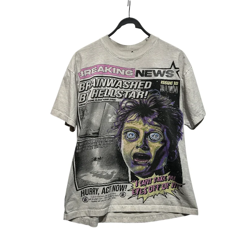 High-End Street HELLSTAR/T-Shirt/M/Cotton/WHT/Graphic/Breaking News Tee