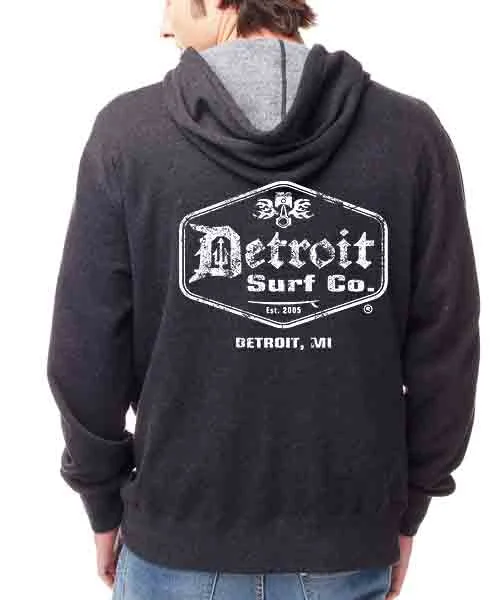 Neutral Streetwear Retro Surf Logo Zip-Up Hoodie Unisex