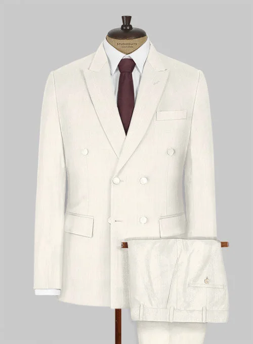 Structured Fit Ivory Double Breasted Dinner Suit