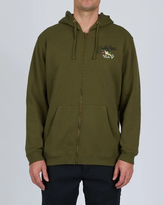 Smart Monochrome Castoff Zip Fleece - Army