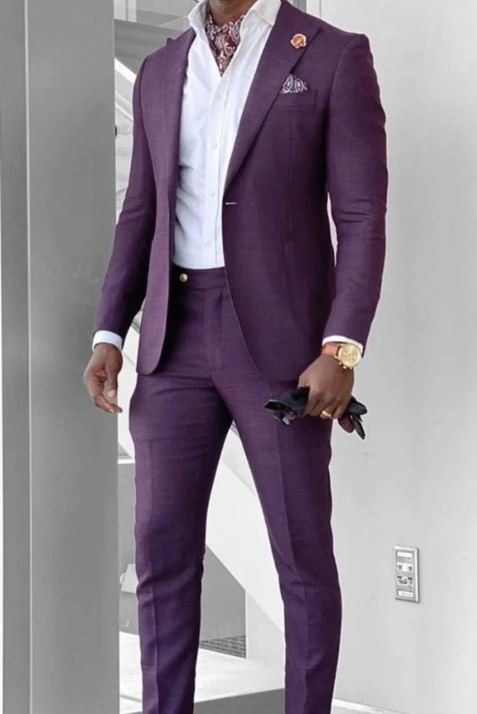 Modern Statement Men 2 Piece Suit Purple , Wedding Suit, Dinner Suit, Party Wear Suit, Bespoke Tailoring