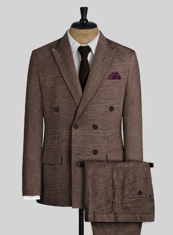 Rugged Utility Italian Prato Brown Dobby Linen Suit