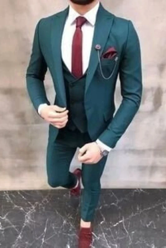 Soft Layers Men 3 Piece Suit Teal Blue , Wedding Suit, Night Dinner Suits, Slim Fit Suit, Bespoke Tailoring