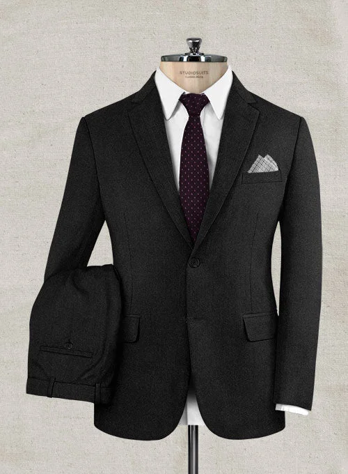 Relaxed Fashion Italian Wool Cashmere Black Suit