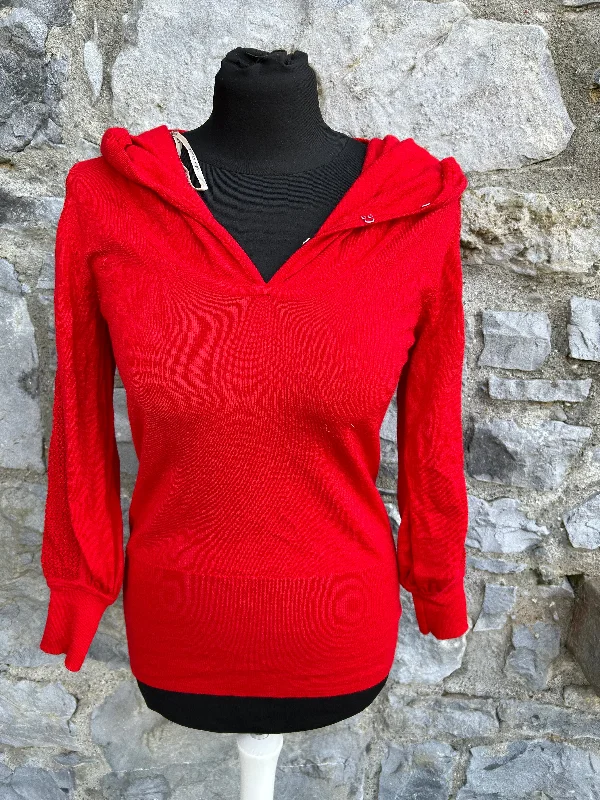 Tailored Modern Red knitted hooded top uk 8-10