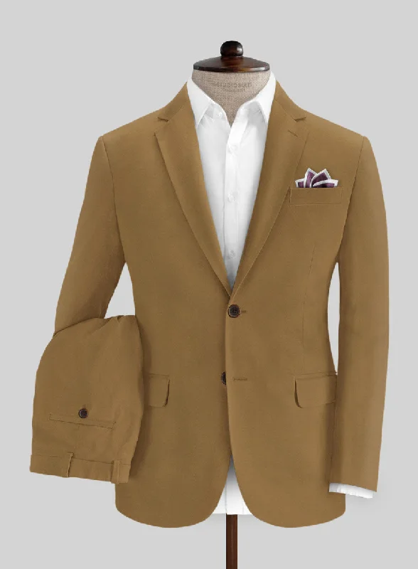 Sporty Elegance Italian Walnut Brown Cotton Stretch Suit