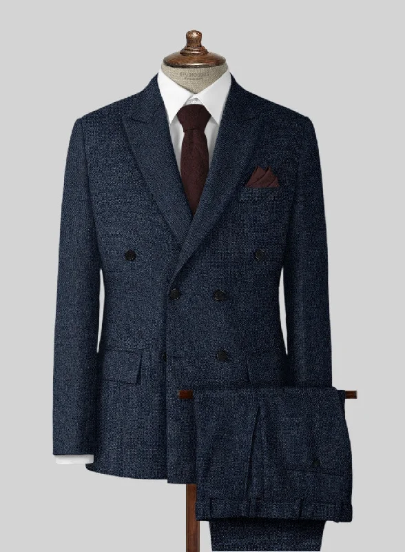 Relaxed Prints Look Royal Blue Denim Tweed Suit