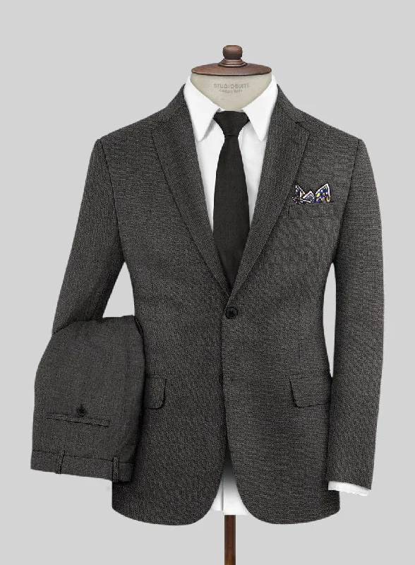 Minimalist Aesthetic Scabal Londoner Twill Charcoal Wool Suit