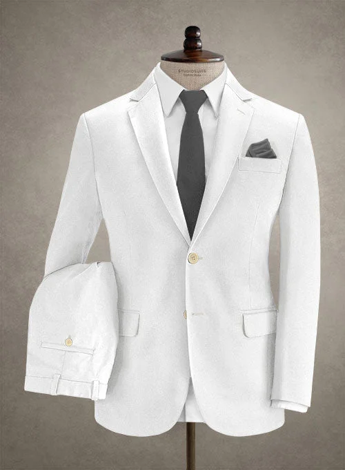 High-End Casual Caccioppoli Cotton Gabardine White Suit