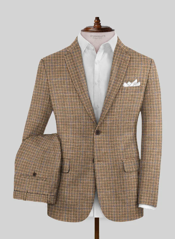 Stylish Patterns Noble Carmen Check Wool Silk Linen Suit