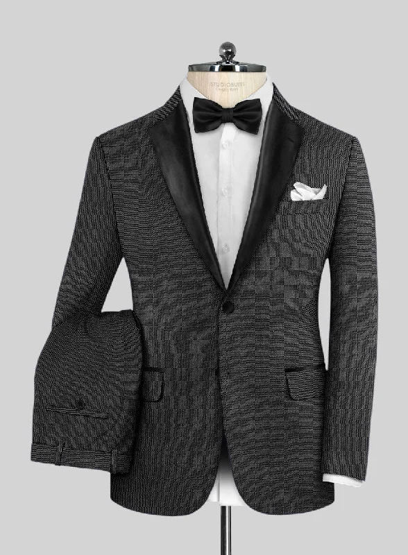 Urban Chic Outfit Napolean Cavalry Twill Charcoal Wool Tuxedo Suit