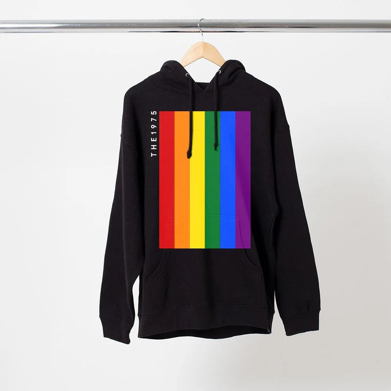 Monochrome Essentials Black rainbow hoodie Small