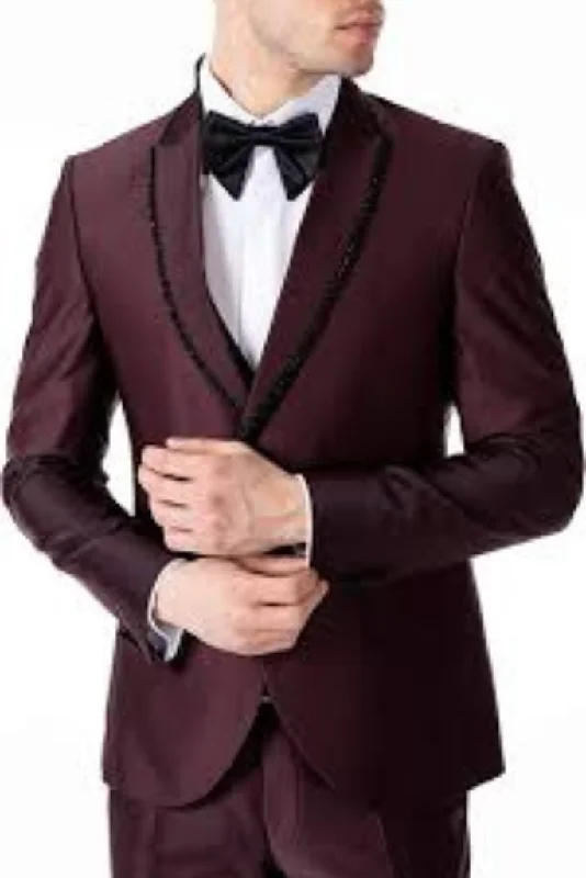 High-End Minimalism Burgundy 2 Piece Suit Men, Wedding Formal Suit, Night Dinner Tuxedo Suit, Gift For Him