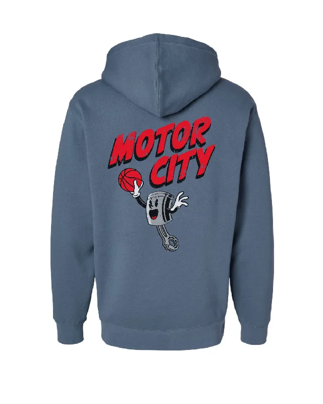 Chic Casualwear Ink Detroit - Motor City Piston Premium Heavyweight Hoodie - Storm Blue