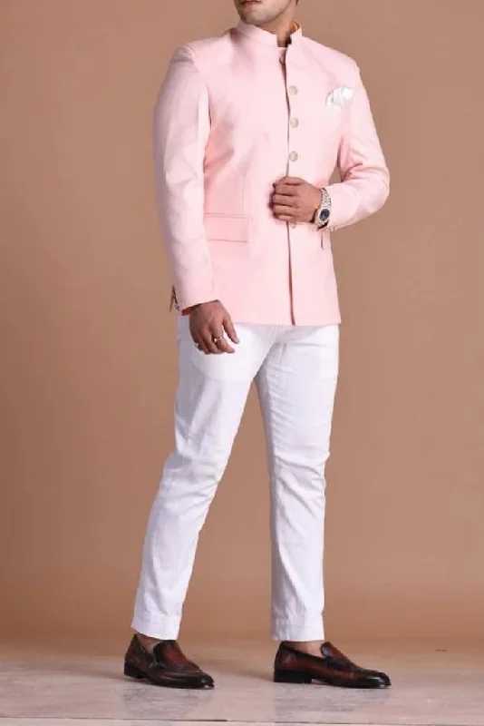 Urban Sportswear Jodhpuri Suit For Men Light Pink Maharaja Style Bandhgala Suit With White Trouser Wedding Suit Perfect Party Wear