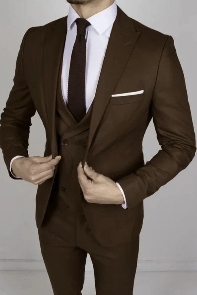 Urban Layering Men suit dark brown 3 Piece Suit beach wedding suit groom wear suit prom suit for men dinner suit brown party wear suit gift for him