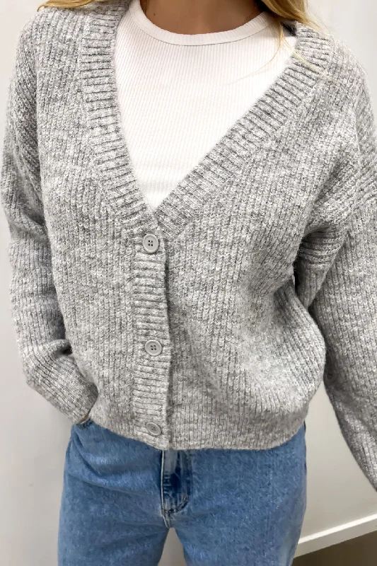 Soft Monochrome Olivia Cardigan Grey