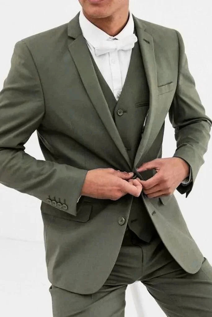 Cozy Streetwear MEN GREEN SUIT - Men Suit -Olive Green Wedding Suit - Men Wedding Clothing - Men Wedding Suit - Groom Suits Groom Wedding Wear-Suit For Gift