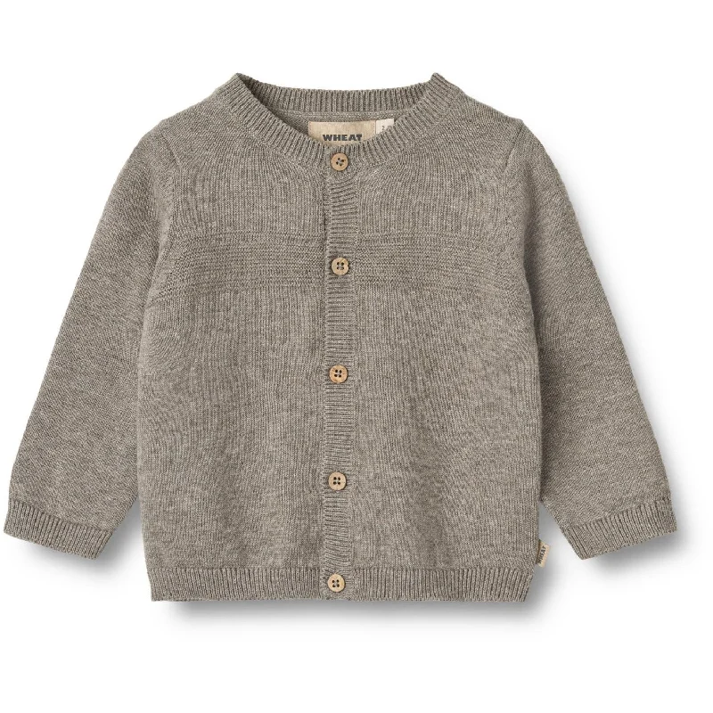 High-End Minimalism Wheat Warm Grey Melange Knit Cardigan Sofus