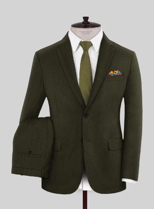 Preppy Sporty Reda Dark Green Wool Suit